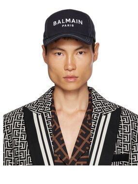 BALMAIN - Navy Embroidered Cap